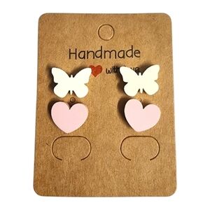 Pastel Flutter Hearts Acrylic Stud Earrings – 2 Pair